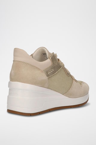 Zapatillas de piel de cuña Zosma - Beige y topo