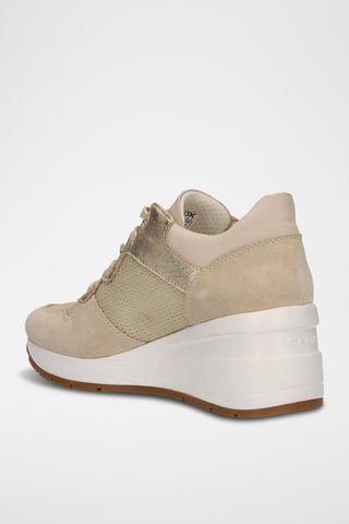 Zapatillas de piel de cuña Zosma - Beige y topo