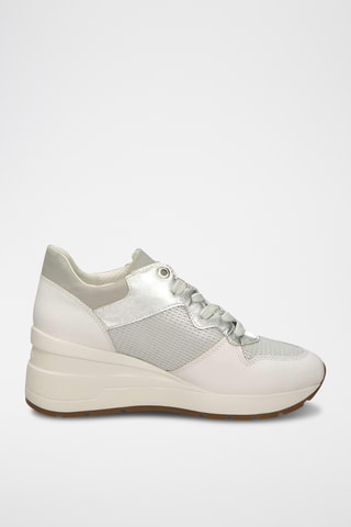 Zapatillas de piel de cuña Zosma - Plateado y blanco