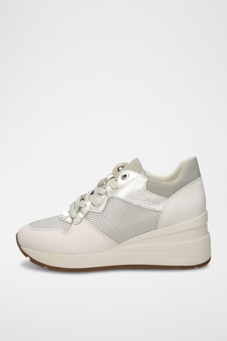 Zapatillas de piel de cuña Zosma - Plateado y blanco