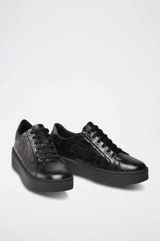 Zapatillas de piel con plataforma Skyely - Negro