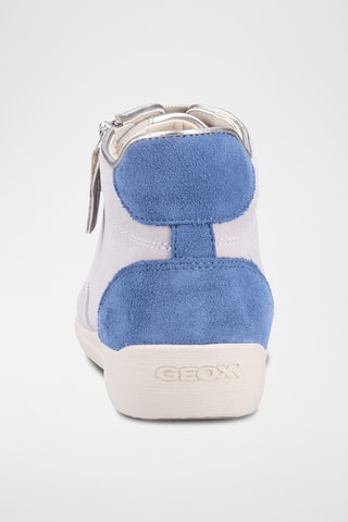 Zapatillas altas de piel Myria - Blanco y celeste