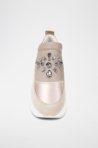Zapatillas de piel de cuña - Beige