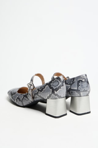 Babies à talons en cuir - Gris