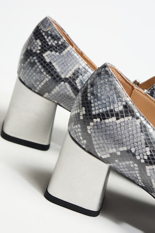 Babies à talons en cuir - Gris