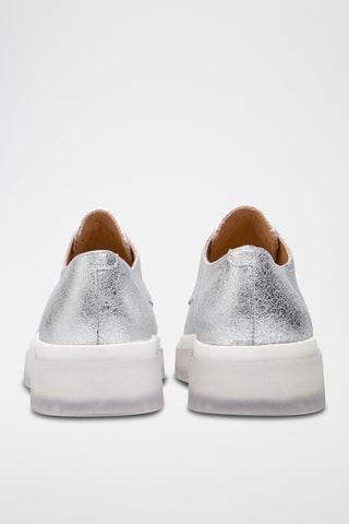 Zapatillas de piel con plataforma - Plateado