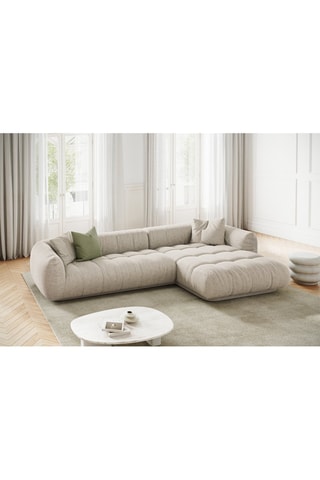 Canapé d’angle droit modulaire Julia - Beige - 3 places - En tissu texturé