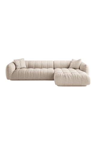 Canapé d’angle droit modulaire Julia - Beige - 3 places - En tissu texturé