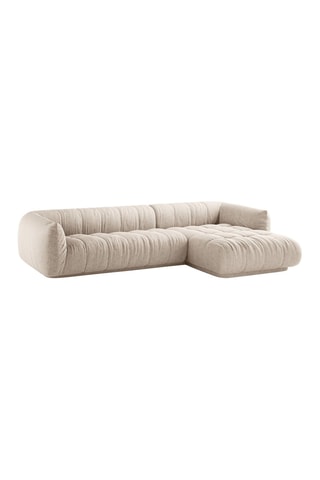 Canapé d’angle droit modulaire Julia - Beige - 3 places - En tissu texturé