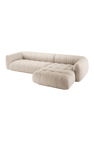 Canapé d’angle droit modulaire Julia - Beige - 3 places - En tissu texturé