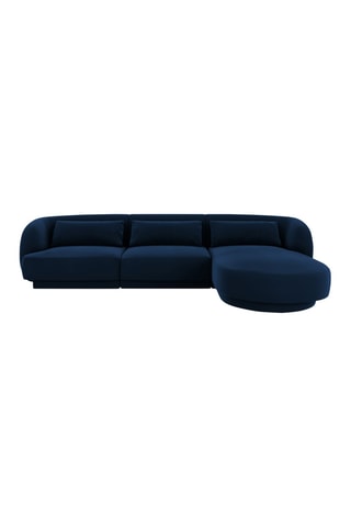Canapé d'angle droit Tulum - Bleu roi - 4 places - Tissu velours