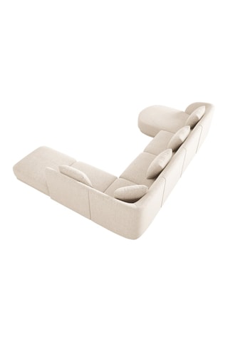 Canapé d'angle droit panoramique Tulum - Beige clair - 6 places - Tissu chenille