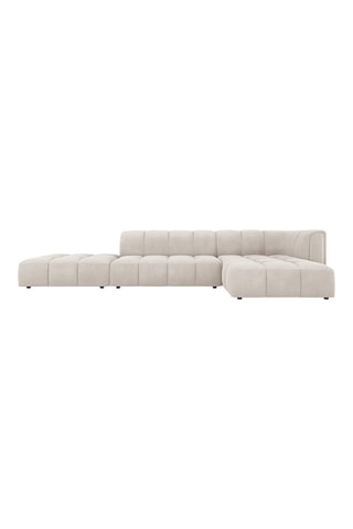 Canapé d'angle droit modulaire Adams - Beige - 5 places - Tissu chenille