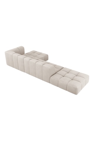 Canapé d'angle droit modulaire Adams - Beige - 5 places - Tissu chenille