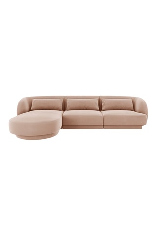 Canapé d'angle gauche Tulum - Beige - 4 places - Tissu velours