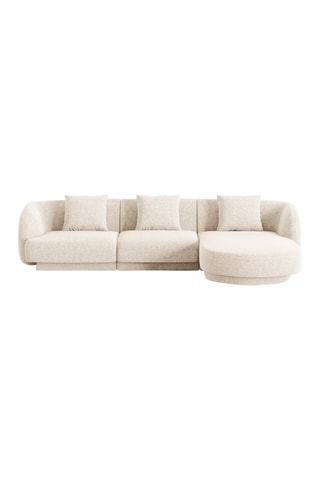Canapé d'angle droit Tulum - Beige clair - 4 places - Toucher soie