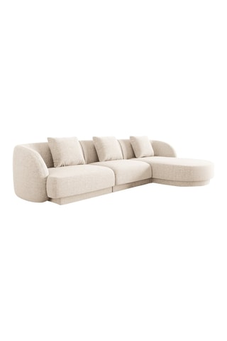 Canapé d'angle droit Tulum - Beige clair - 4 places - Toucher soie