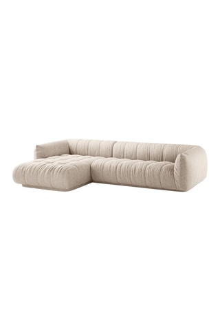 Canapé d'angle gauche modulaire Julia - Beige - 3 places - En tissu structurel