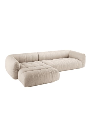 Canapé d'angle gauche modulaire Julia - Beige - 3 places - En tissu structurel