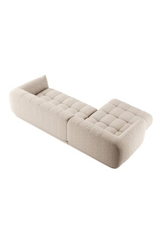 Canapé d'angle gauche modulaire Julia - Beige - 3 places - En tissu structurel