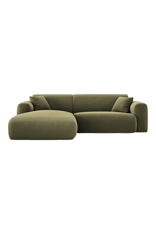 Canapé d'angle gauche - Vert olive - 4 places - En tissu velours