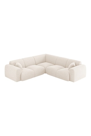 Canapé d'angle réversible Nolio - Beige clair - 5 places - En tissu chenille