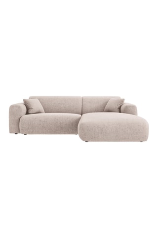 Canapé d’angle Nolio - Beige chiné - 4 places - Toucher velours