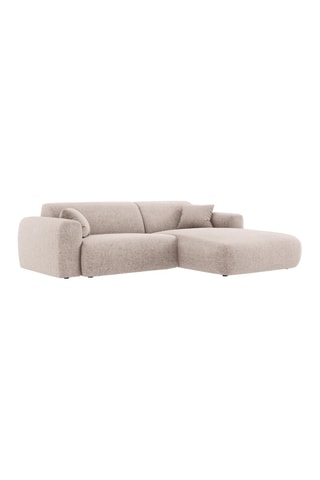 Canapé d’angle Nolio - Beige chiné - 4 places - Toucher velours
