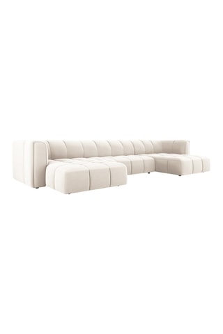 Canapé panoramique Adams - Beige clair - En tissu velours
