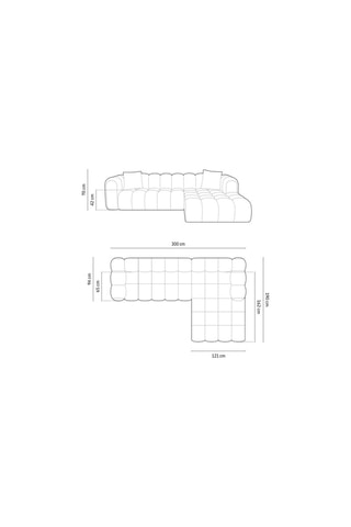 Canapé d'angle droit Astro - Ecru - 4 places - En tissu velours
