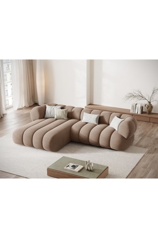Canapé d'angle gauche Koge - Beige foncé - 5 places - Toucher velours