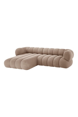 Canapé d'angle gauche Koge - Beige foncé - 5 places - Toucher velours