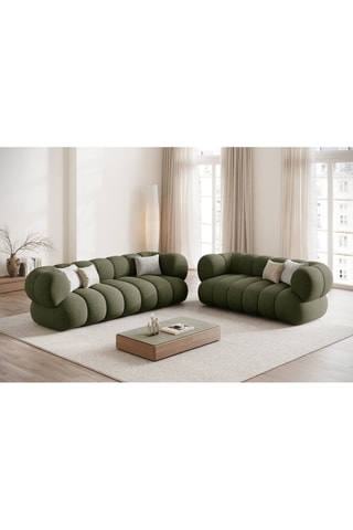 Canapé Koge - Vert - 2 places - En tissu chenille