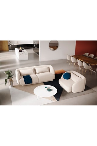 Canapé Tulum - Beige clair - 2 places - Tissu velours