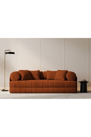 Canapé convertible Kemi - Rouge brique - 3 places - En tissu velours