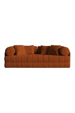 Canapé convertible Kemi - Rouge brique - 3 places - En tissu velours