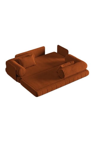 Canapé convertible Kemi - Rouge brique - 3 places - En tissu velours