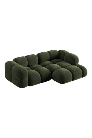 Canapé d’angle droit Loretto - Vert foncé - 3 places - Toucher velours