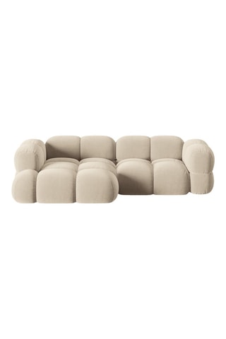 Canapé d’angle gauche Loretto - Beige clair - 3 places - Toucher velours