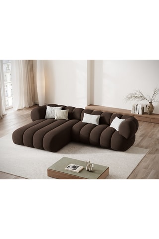 Canapé d'angle gauche Koge - Marron - 5 places - Toucher velours