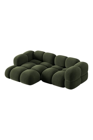 Canapé d’angle gauche Loretto - Vert - 3 places - Toucher velours