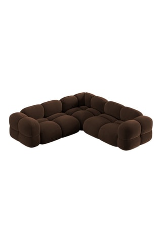Canapé d’angle symétrique Loretto - Marron foncé - 4 places - Toucher velours