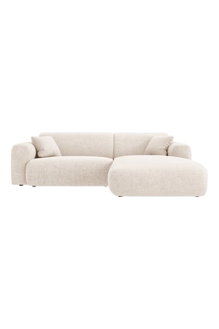 Canapé d’angle Nolio - Beige chiné - 4 places - Toucher velours
