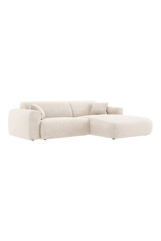 Canapé d’angle Nolio - Beige chiné - 4 places - Toucher velours
