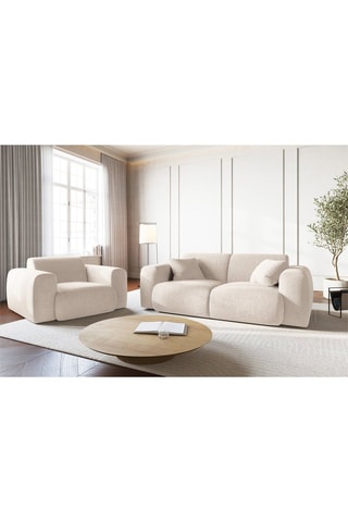 Canapé Nolio - Beige clair - 2 places - En tissu chenille - Toucher soie