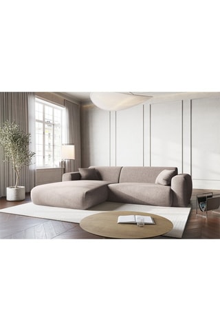 Canapé d’angle gauche Nolio - Beige - 4 places - Toucher velours