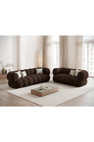 Canapé Koge - Marron - 3 places - Toucher velours