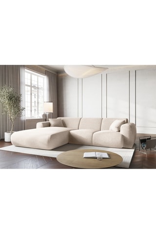Canapé d’angle gauche Nolio - Beige clair - 4 places - Toucher velours