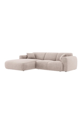 Canapé d’angle gauche Nolio - Beige - 4 places - Toucher velours