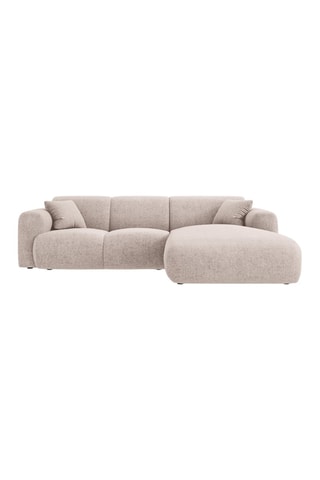Canapé d’angle Nolio - Beige chiné - 4 places - Toucher velours